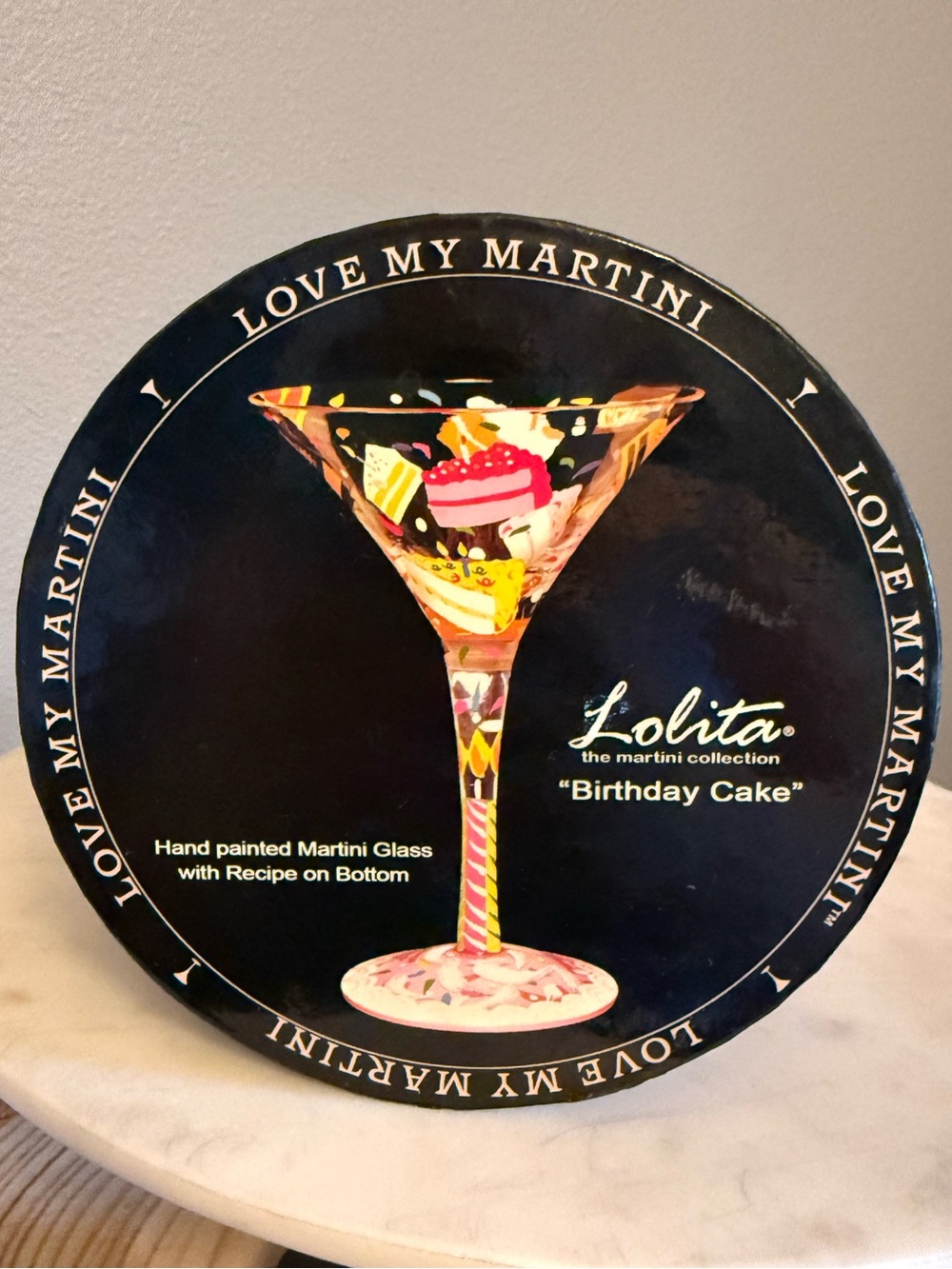 Vintage Lolita 'Birthday Cake' Hand-Painted Martini Glass